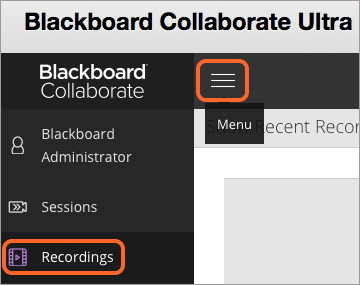 Blackboard Collaborate List of Recordings