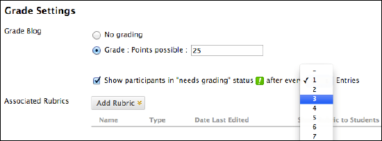 Grade settings