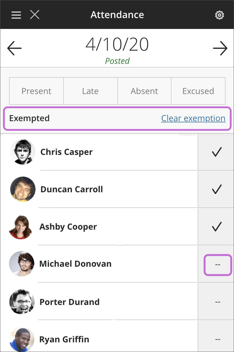 Example of exempted meeting on mobile