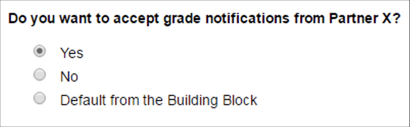 Accept grade notifications from a partner confirmation message