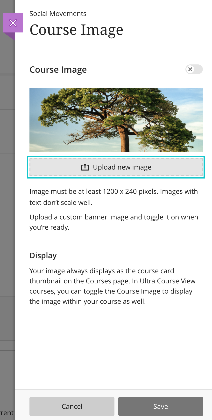 Upload a new image for a course banner