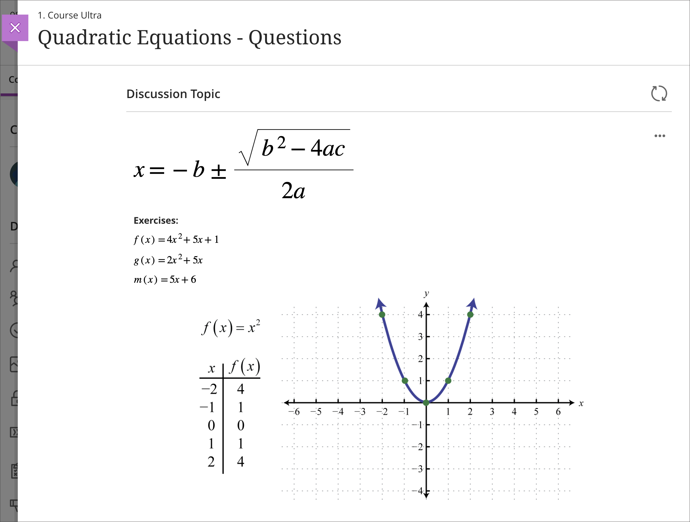 Example discussion topic that has math formulas