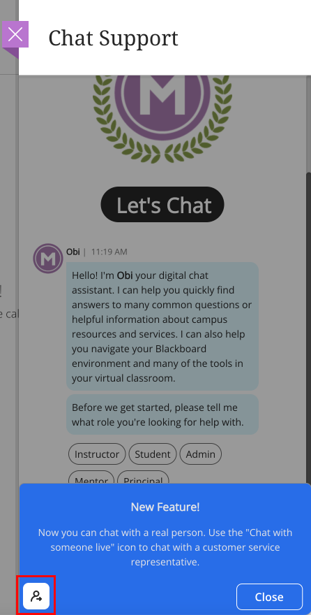 chatbot screen