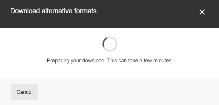 Alternative Formats downloading modal