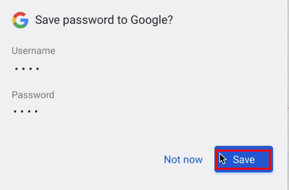 Android screenshot if saving password modal