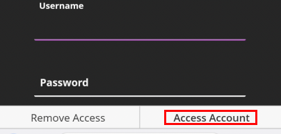 Android screenshot of Access account option