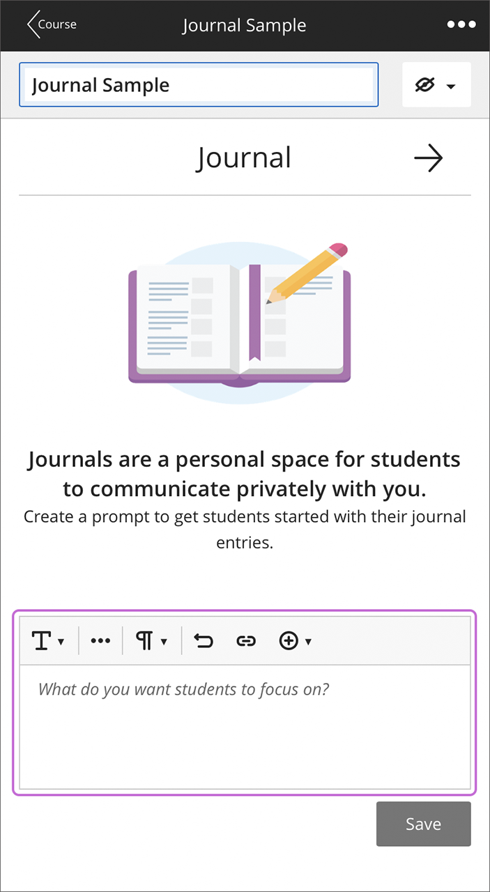 The Journal panel is opened with a text box highlighted.