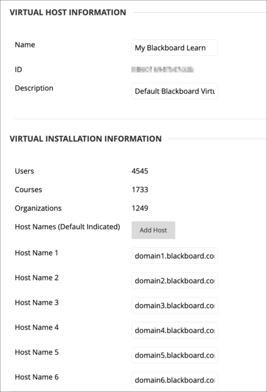 he hostname configuration page allows administrators to register all domains used to access the Learn application