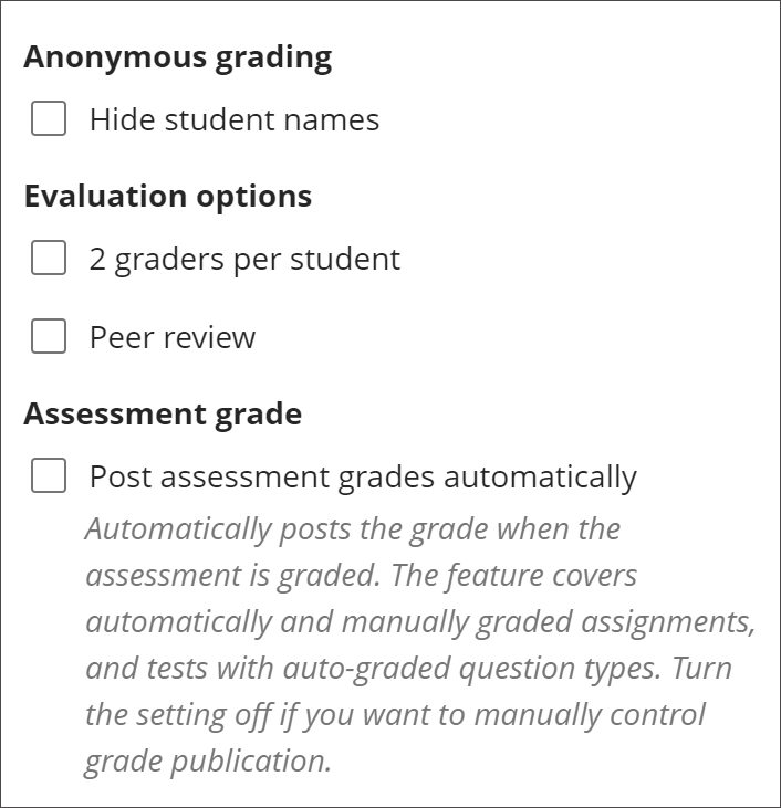 Image of bottom half of Grading & Submissions section of Assignment Settings panel