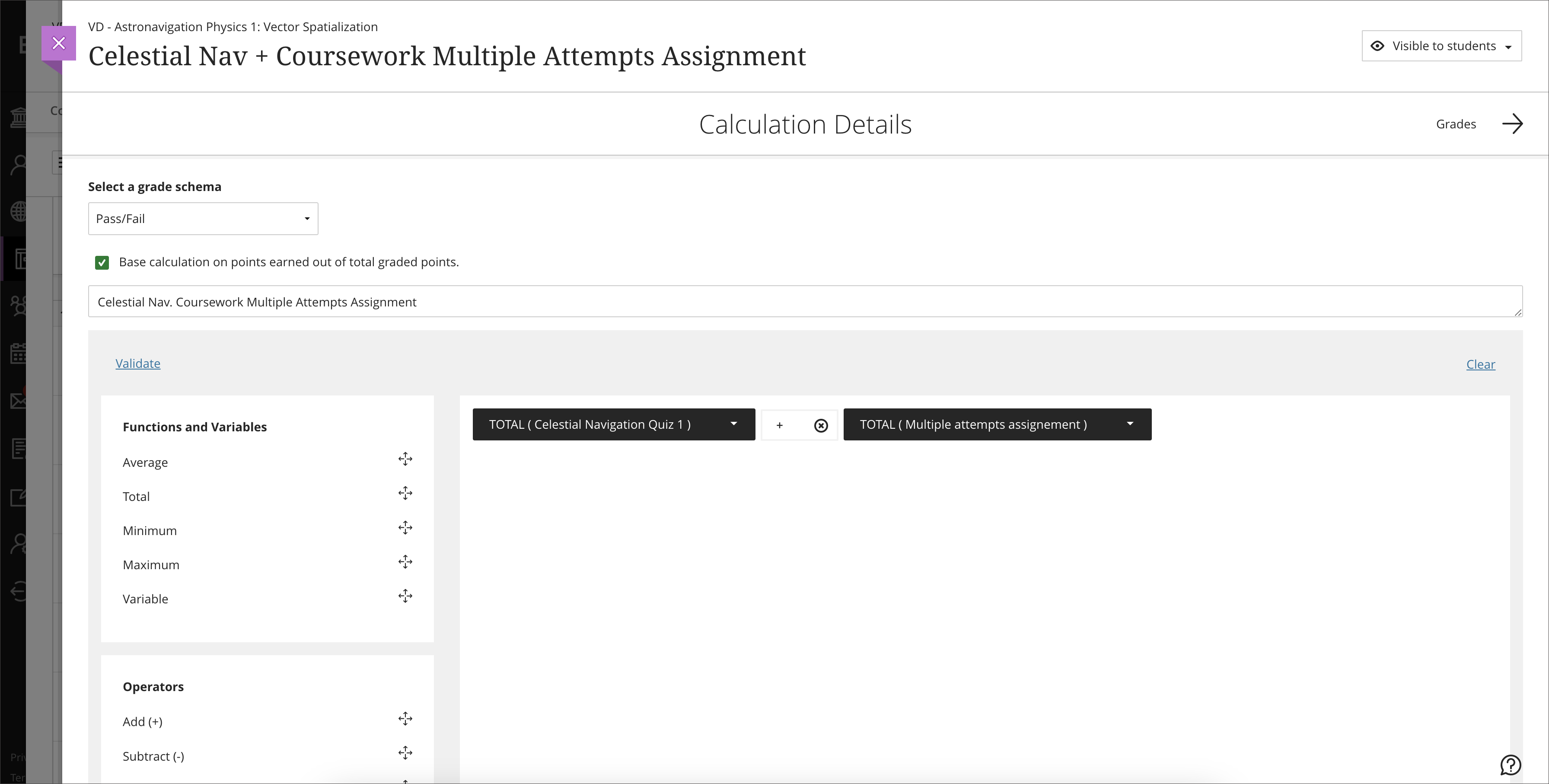 Option to include 'Base calculation on points earned out of total graded points' option for any gradebook calculation
