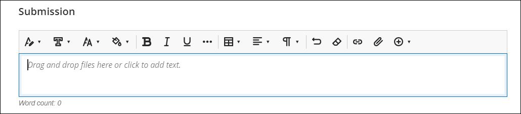You can also select the Submission box to display the WYSIWYG text editor