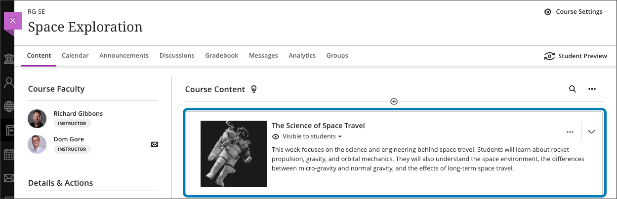 Learning Module image on Course Content page