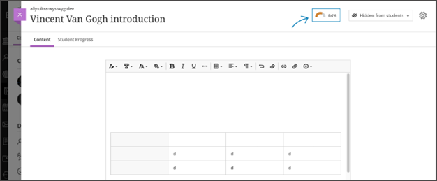 Instructor view - Ultra Document content editor with Score Gauge indicator