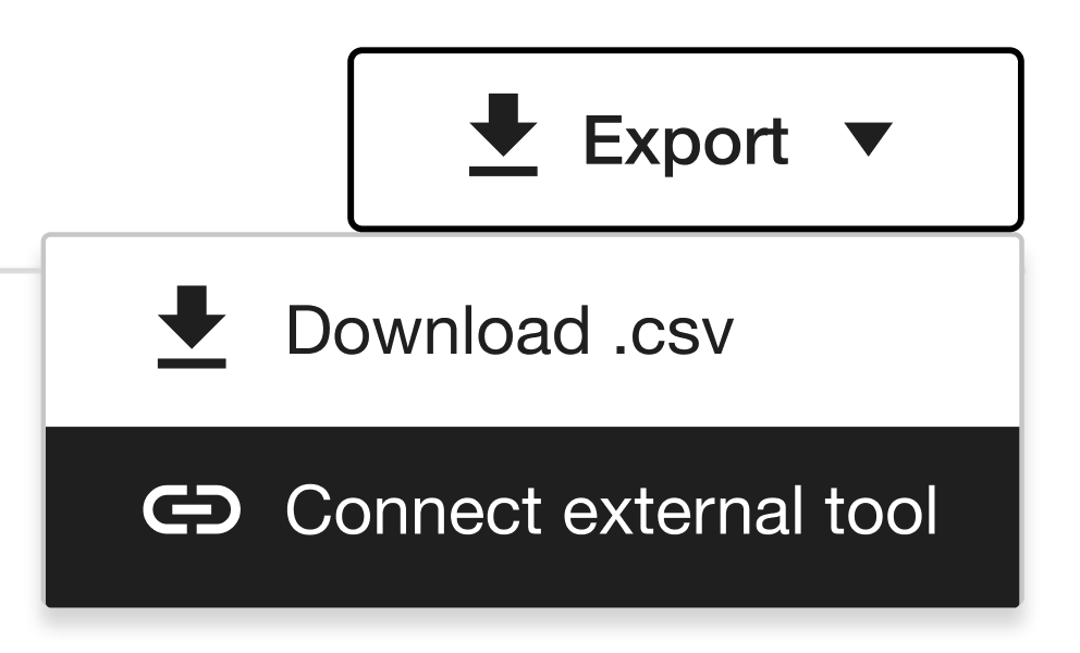 Screenshot of the Export button in the Institutional Report