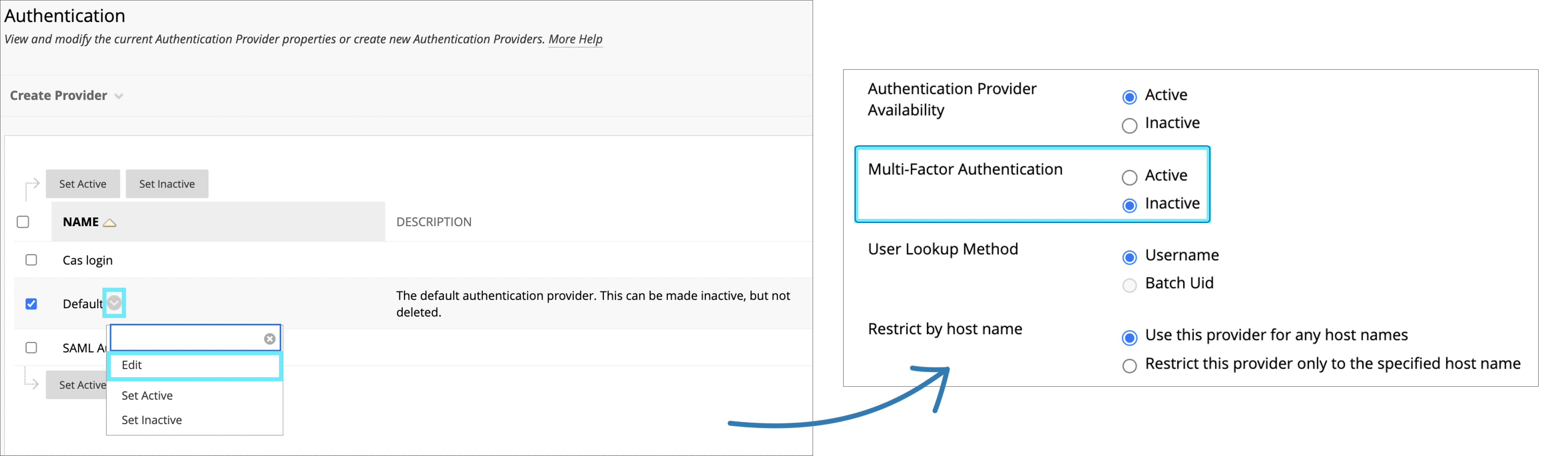 Enable MFA feature from Administrator Tool Panel