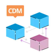 illustration of a group of interconnect boxes with the label CDM