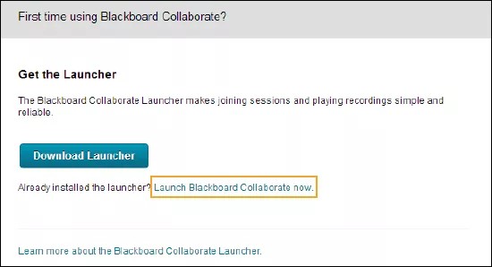 First time using Blackboard Collaborate? pop-up