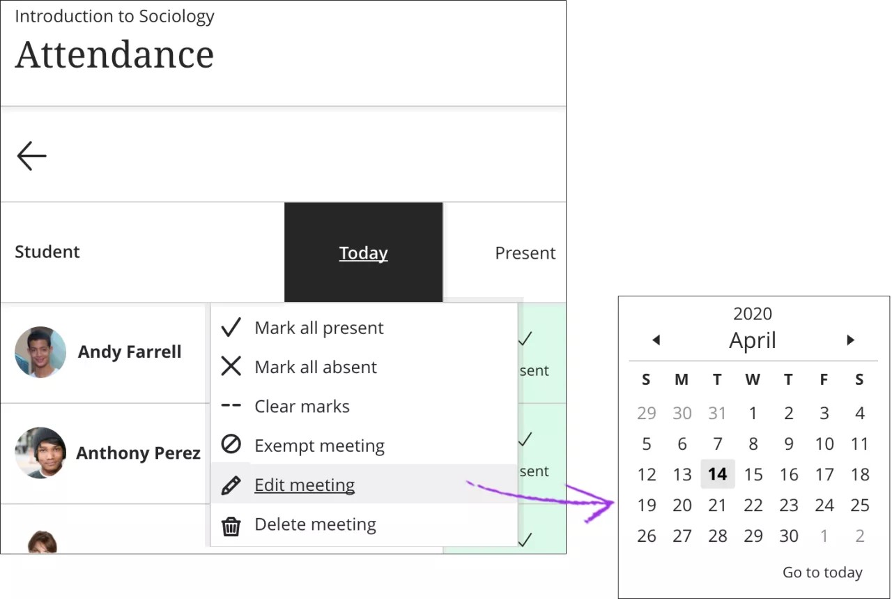 Edit a meeting on the calendar