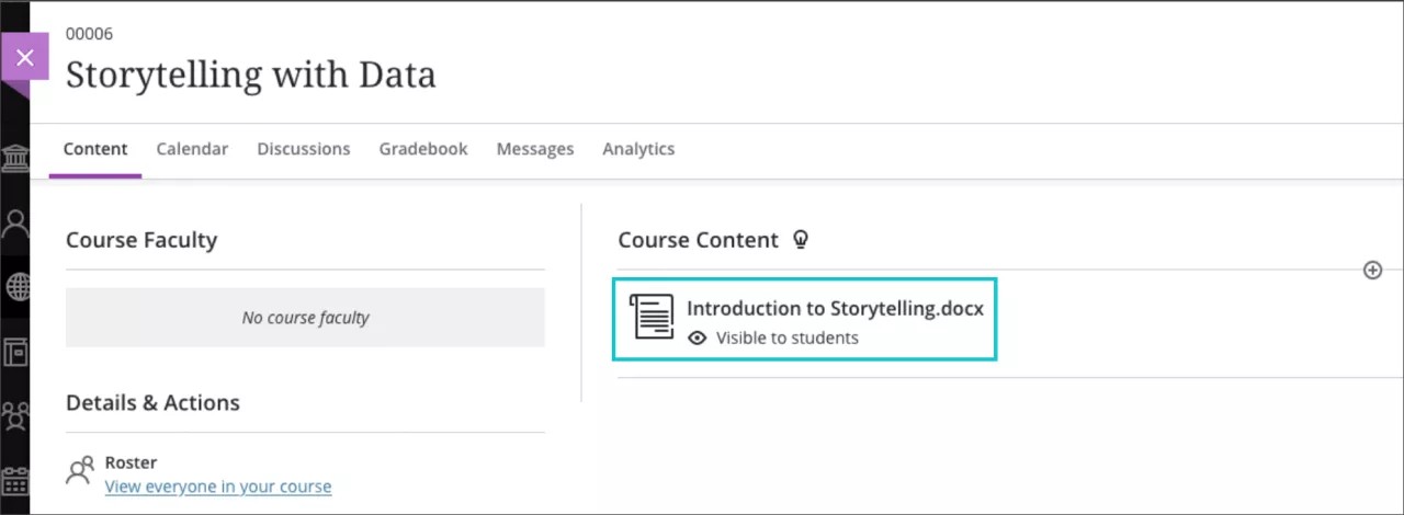 Learn Ultra add file by open it from OneDrive and see it in the Course page content list