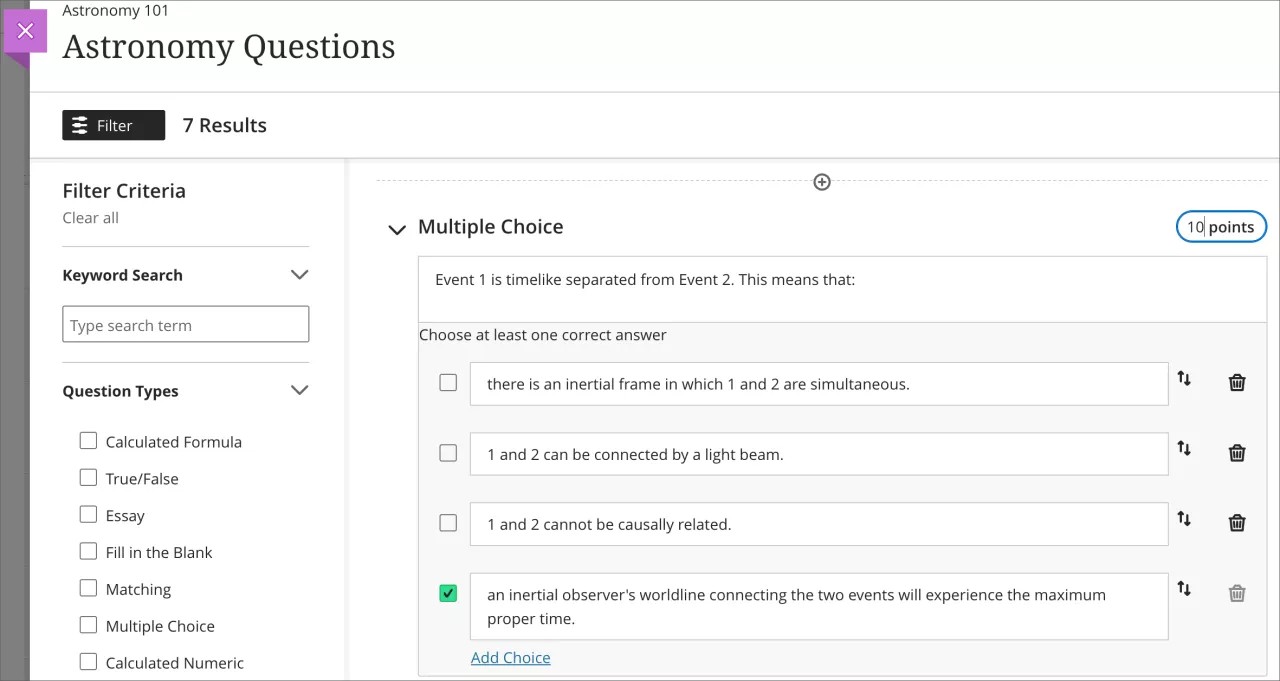Edit a question in a question bank