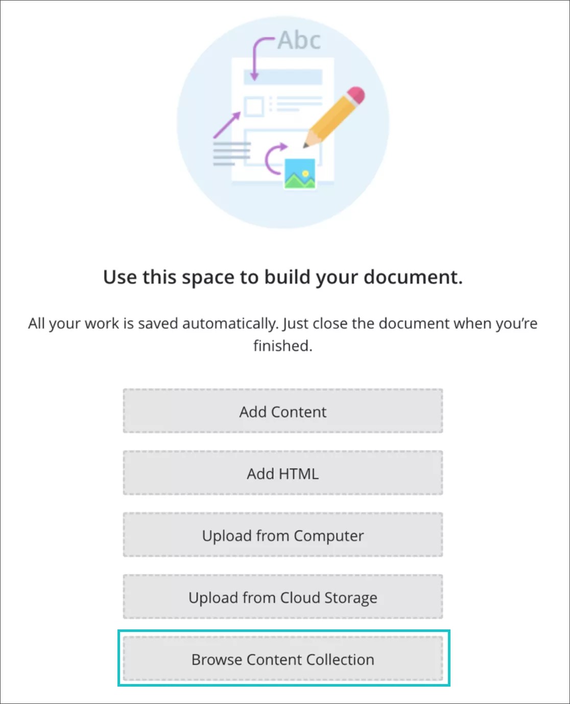 “Browse Content Collection” option in Ultra documents