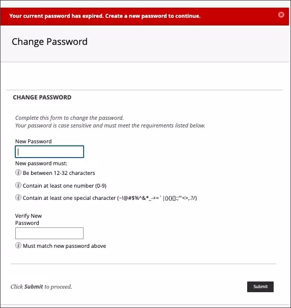 A user is prompted create a new password after password expiration