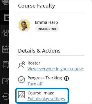 Image of the Details & Actions sidebar with Course Image highlighted