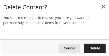 Image of the prompt asking to confirm that content should be deleted