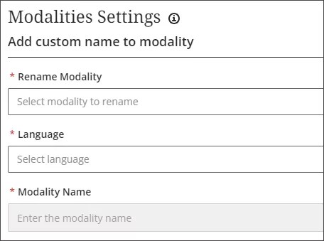 Modalities settings